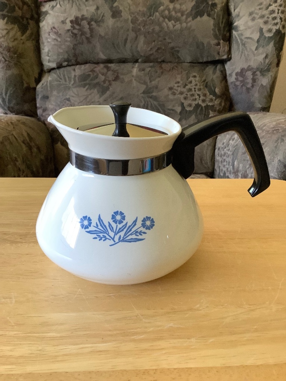 CORNING Ware Cornflower Blue 6-Cup Coffee Stove Top TEA POT w/Lid Vintage